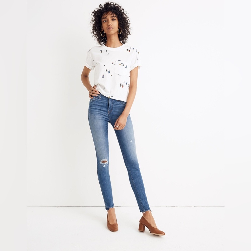 Madewell 10" High-Rise Skinny Jeans Drop Step-Hem Edition Medium Wash W 36 NWT